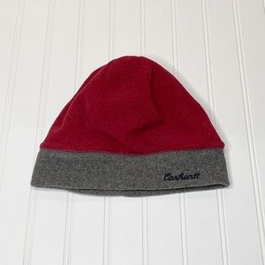 Carhartt Women’s Boyne Hat Reversible Winter Hat Red & Gray Fleece OSFA